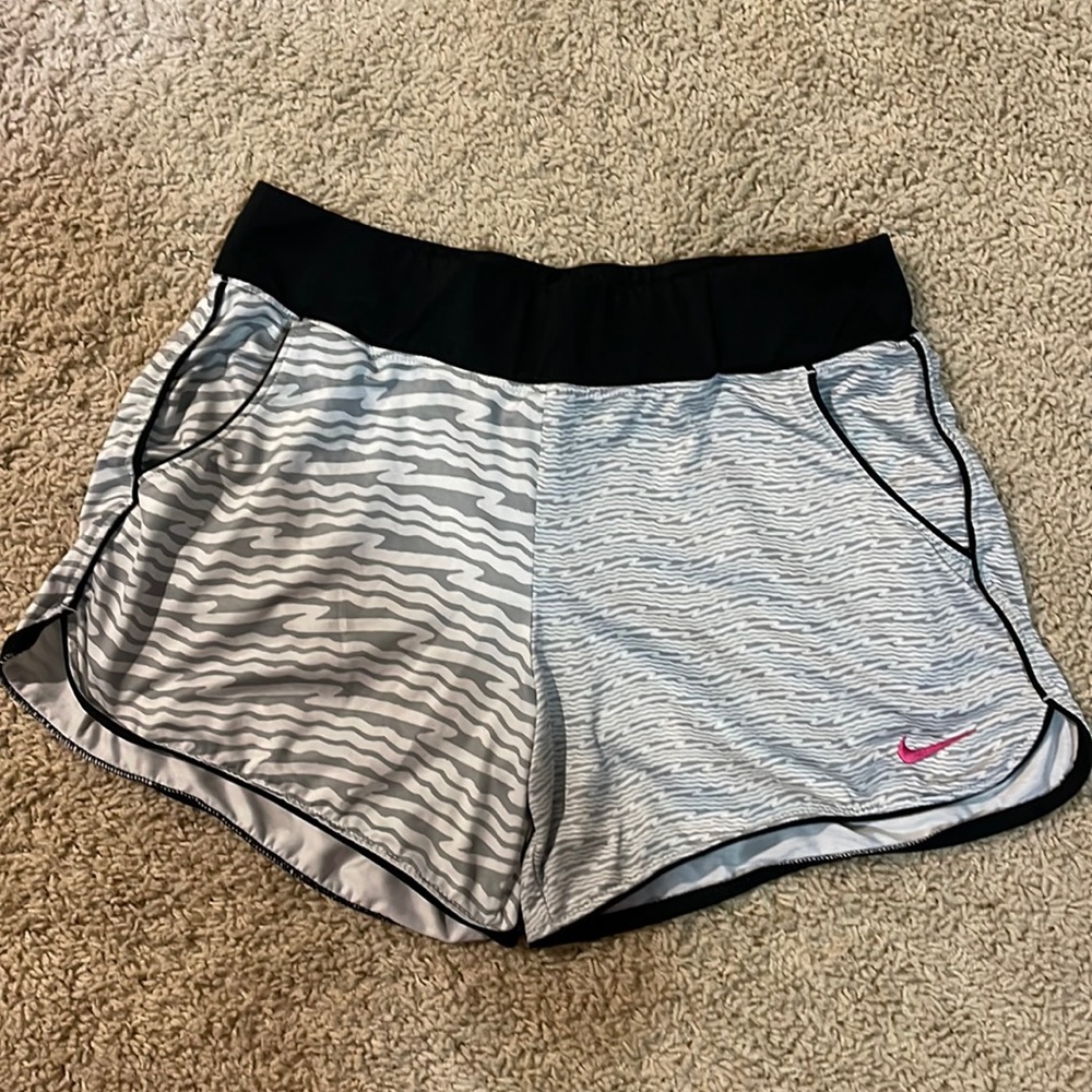 Gray and White Nike shorts / size large